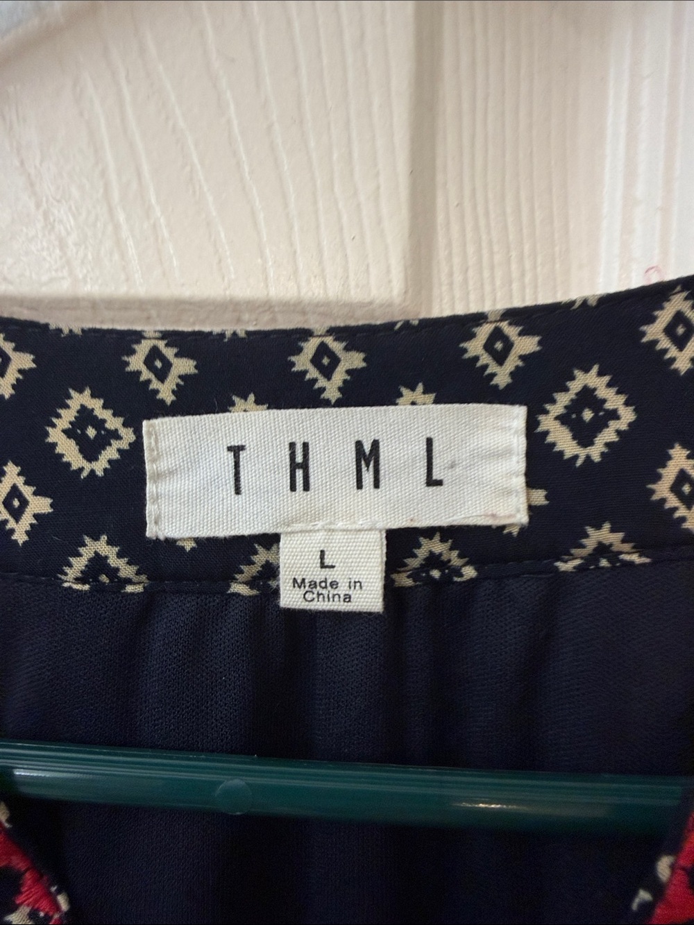 THML Navy Printed Sleeveless Embroidered Shift Dress - Picture 2 of 2
